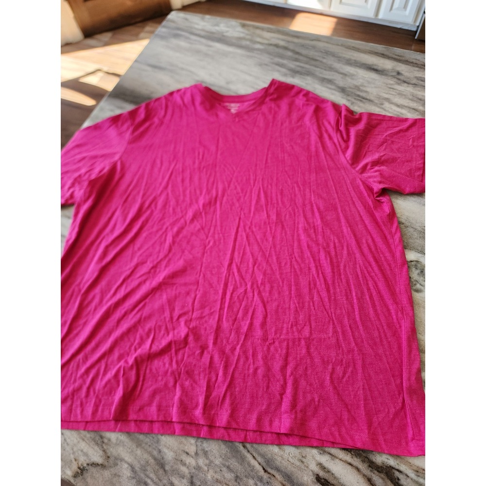 Roundtree & Yorke Soft Touch V-Neck T-Shirt Mens 3XT Pink Short Sleeve Tall Tee